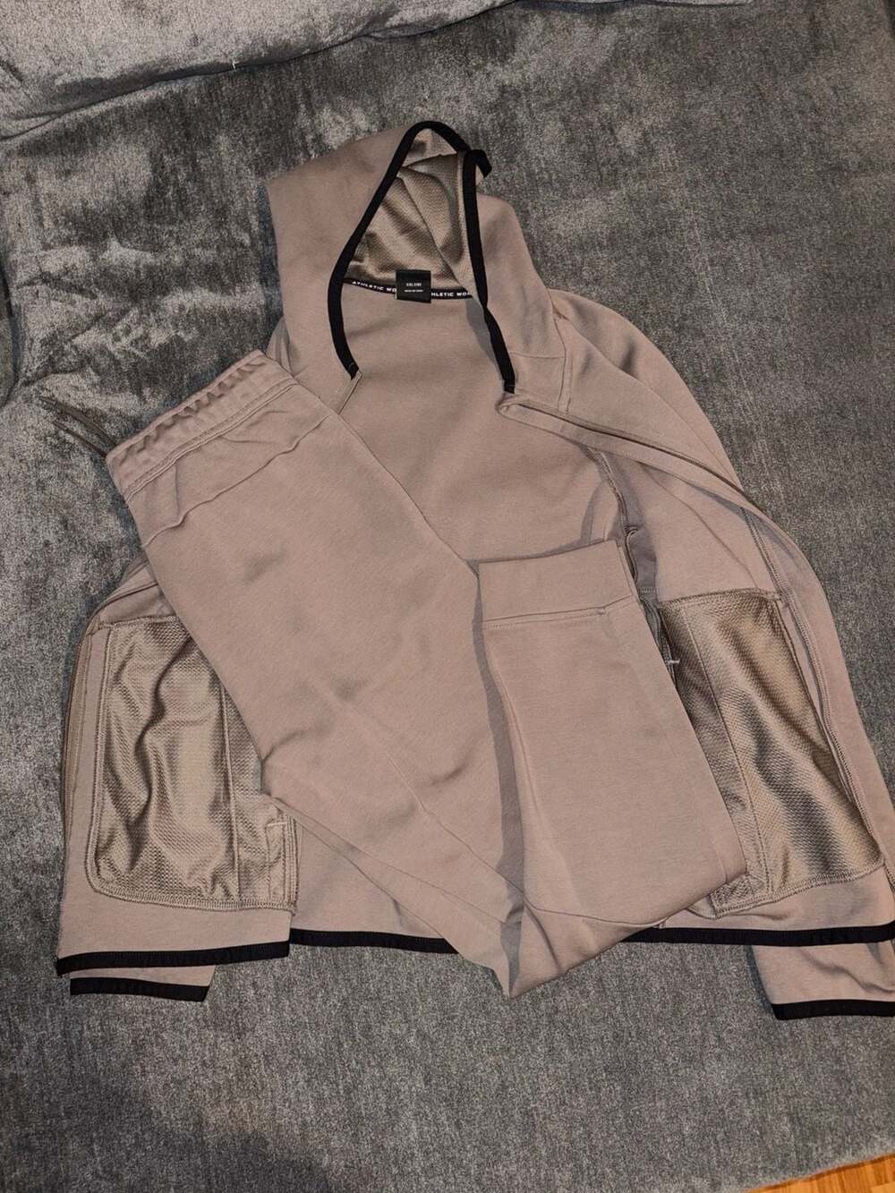 Athletic Works Tracksuit Size XXL Taupe Zip Hoodie And Joggers Set